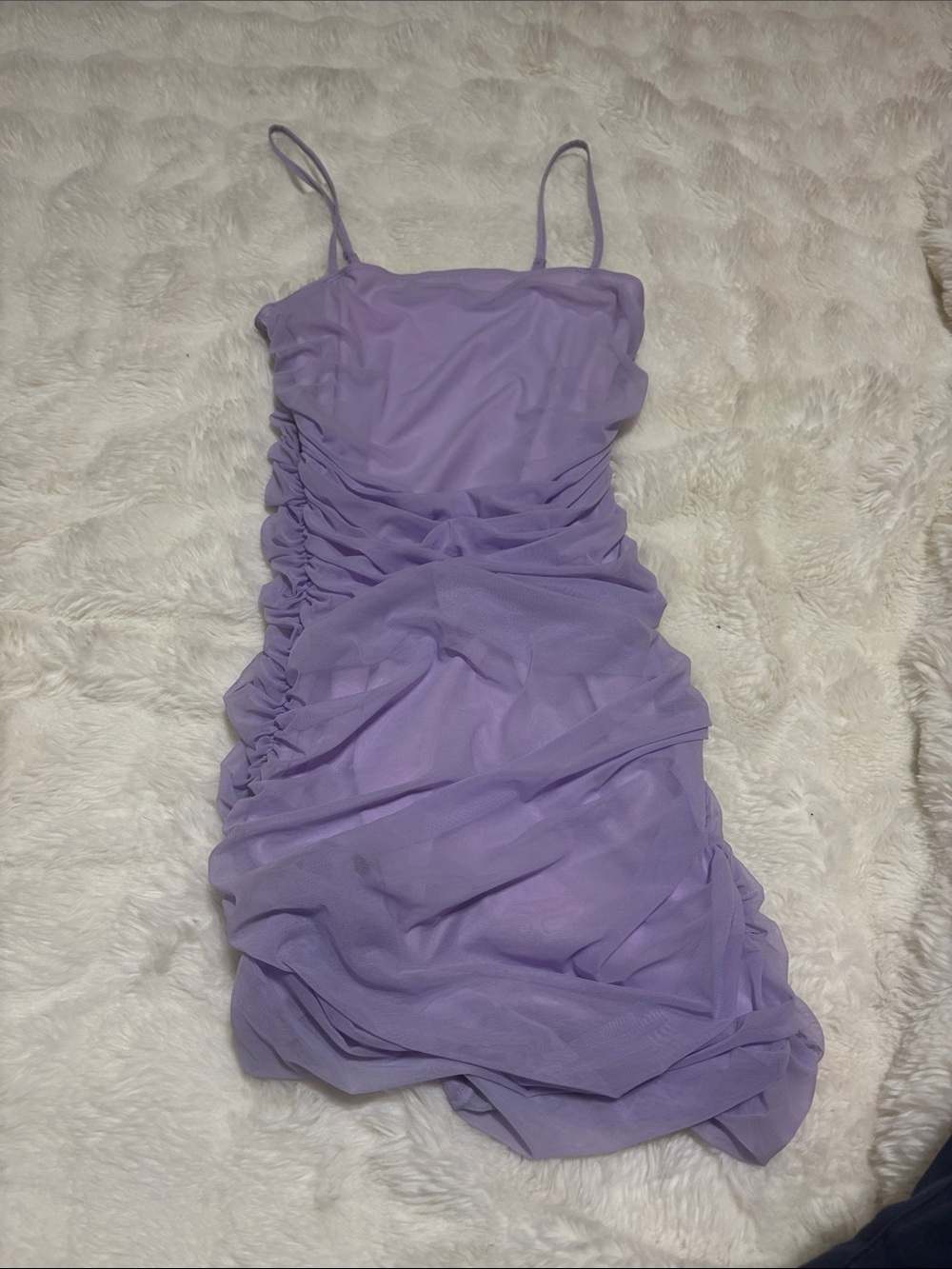SHEIN Lavender Ruched Spaghetti Strap Mini Dress